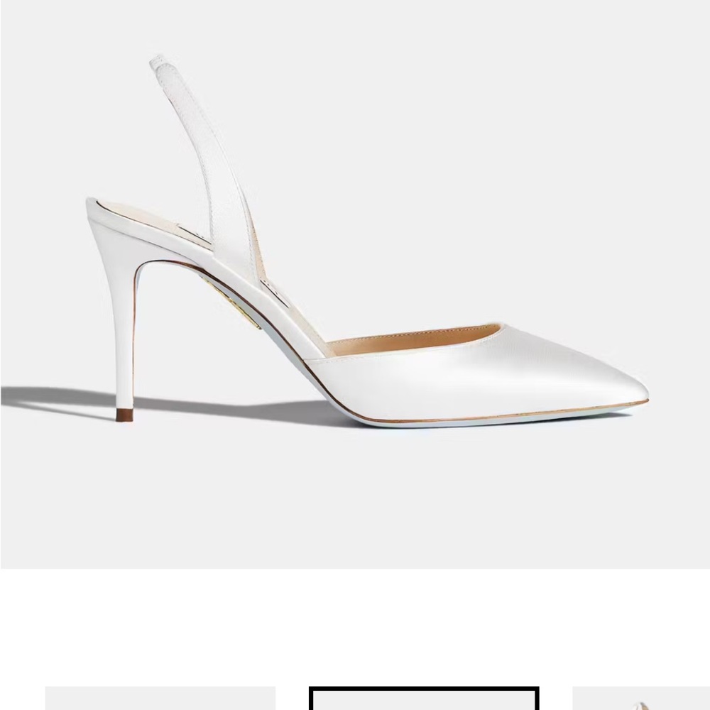 Aquazzura So Nude 85mm Pump White Satin Slingback Heels - Picture 2 of 9